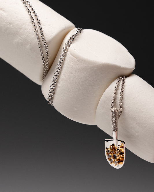 Pavé Mini Shovel Gold & Silver Necklace