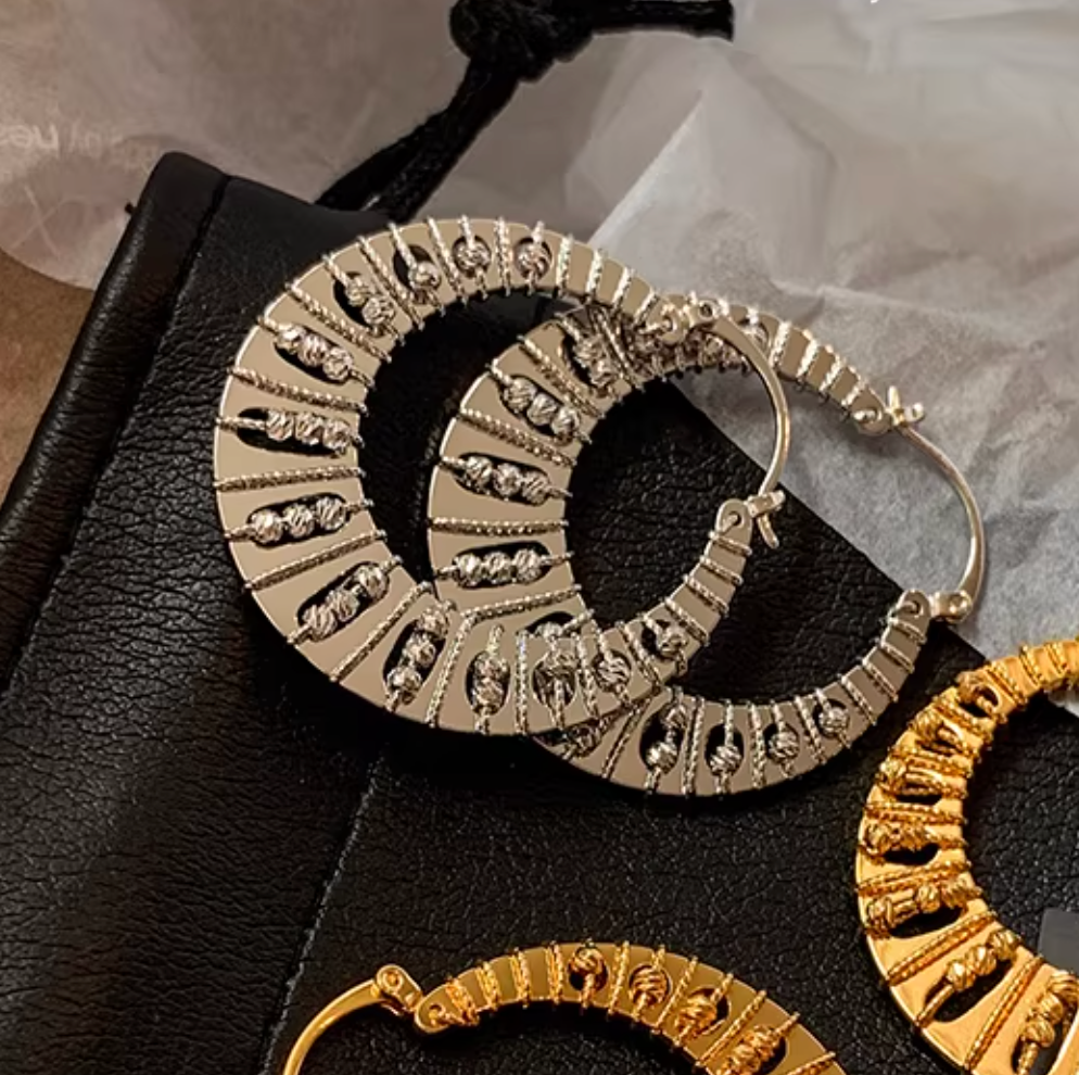 Baroque Vintage Coin-Style Oversized Hoop Earrings