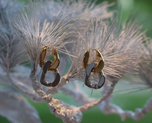 Gold & Silver Two-Tone Chain Earrings