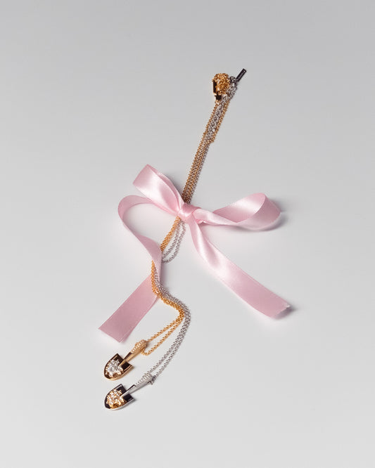 Pavé Mini Shovel Gold & Silver Necklace