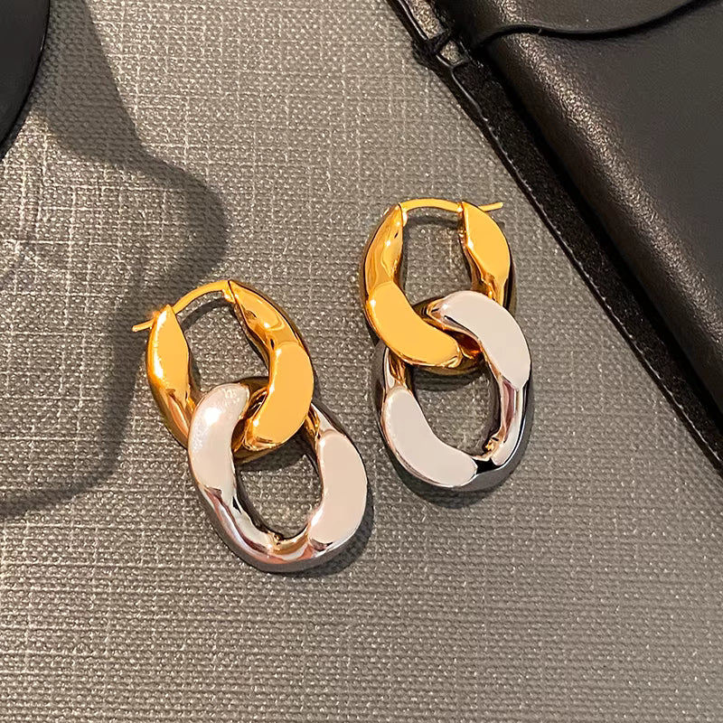 Gold & Silver Two-Tone Chain Earrings