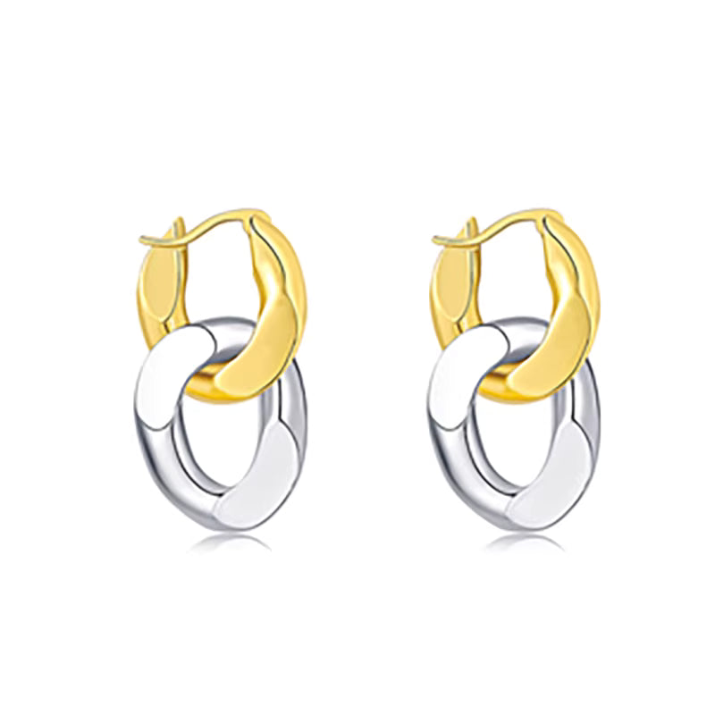 Gold & Silver Two-Tone Chain Earrings