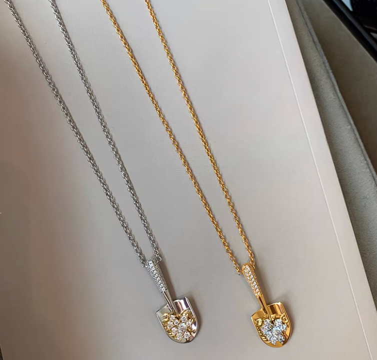 Pavé Mini Shovel Gold & Silver Necklace