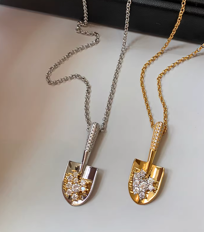 Pavé Mini Shovel Gold & Silver Necklace