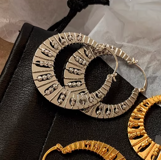 Baroque Vintage Coin-Style Oversized Hoop Earrings
