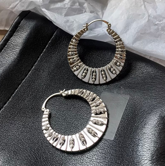 Baroque Vintage Coin-Style Oversized Hoop Earrings